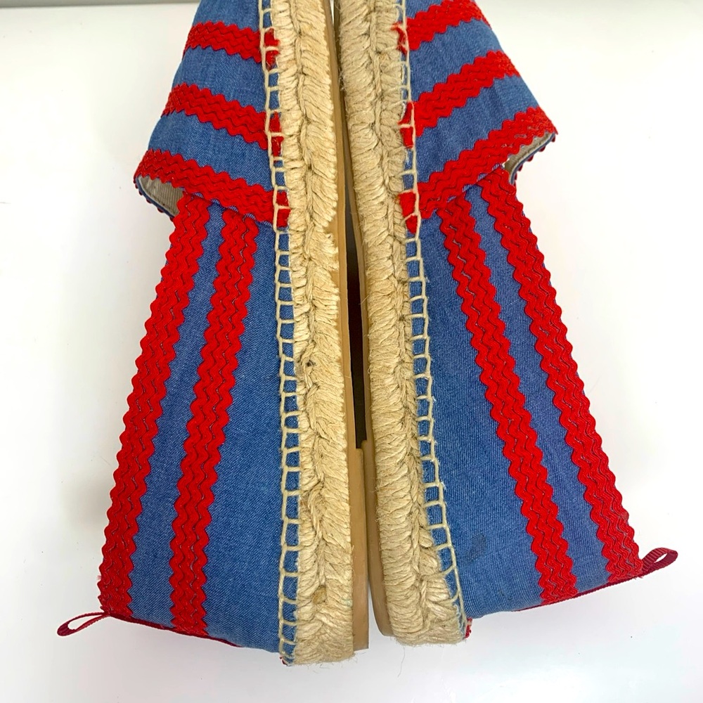 Boden Viollette Espadrilles Shoes Flat Size 40/8.5 Red Blue Stripe Made In Spain - Picture 7 of 10